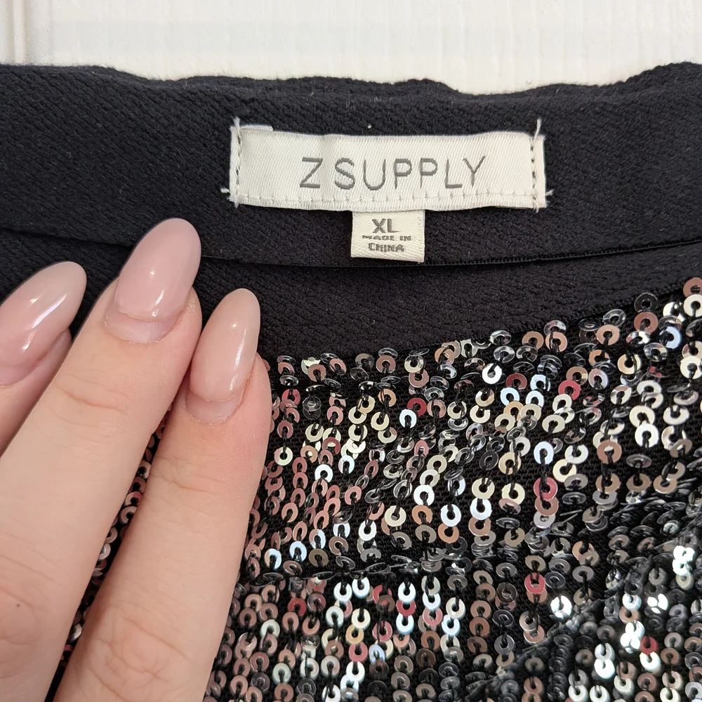 Z Supply Shimmering Silver Sequin Pencil Skirt
